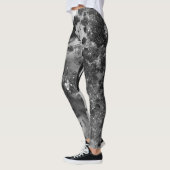 Black and white art texture painting legging pants レギンス (左)