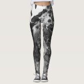 Black and white art texture painting legging pants レギンス (正面)