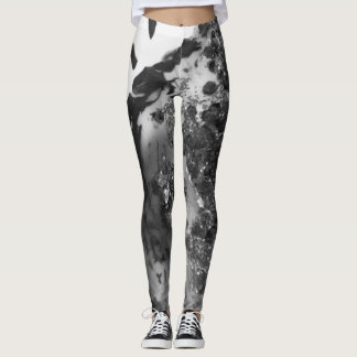 Black and white art texture painting legging pants レギンス