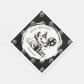 Black and White Axolotl & Balloons Birthday スタンダードランチョンナプキン (角)
