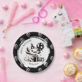 Black and White Axolotl & Balloons Birthday ペーパープレート (パーティー)