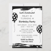 Black and White Axolotl Birthday Party 招待状 (裏面)