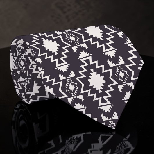 Black and White Aztec Custom Necktie ネクタイ
