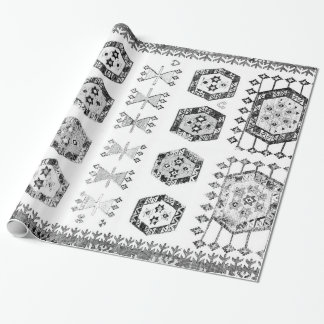 Black and White Aztec Shape Pattern ラッピングペーパー