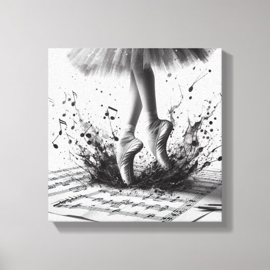 Black and White Ballet Slippers Stretched Canvas キャンバスプリント (正面)