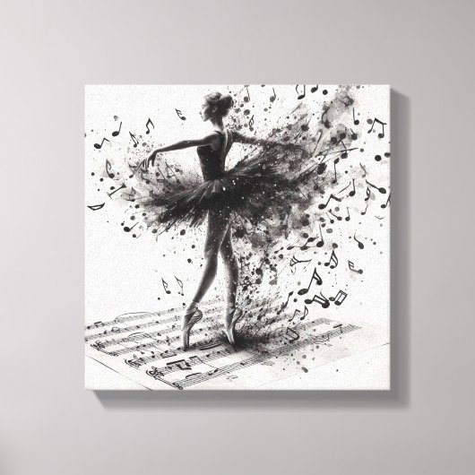 Black and White Ballet Slippers Stretched Canvas キャンバスプリント (正面)