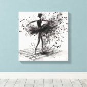 Black and White Ballet Slippers Stretched Canvas キャンバスプリント (インサイチュ (ウッドフロア))
