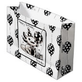 Black and White Balloons Birthday ラージペーパーバッグ (正面アングル)