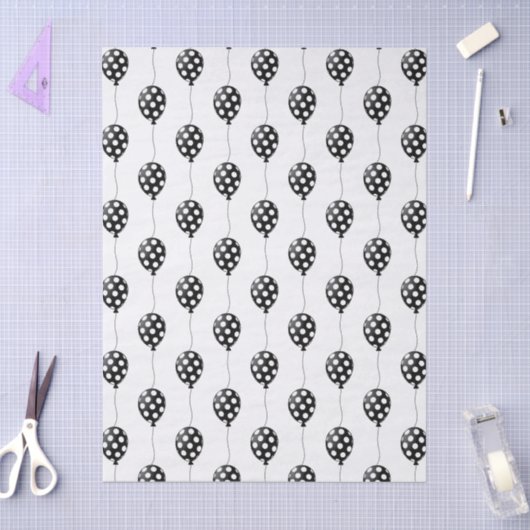 Black and White Balloons Birthday 薄葉紙 (クラフト)