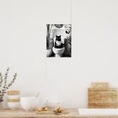 Black and White Bathroom Cat Print, Funny Posters, ポスター (キッチン)