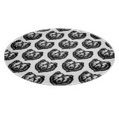 Black and White Bear's Face Ink Drawing カッティングボード (角)