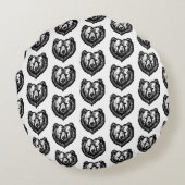 Black and White Bear's Face Ink Drawing ラウンドクッション (裏面)