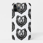 Black and White Bear's Face Ink Drawing Case-Mate iPhoneケース (裏)