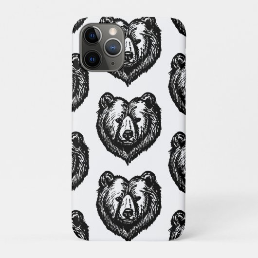 Black and White Bear's Face Ink Drawing Case-Mate iPhoneケース (裏)