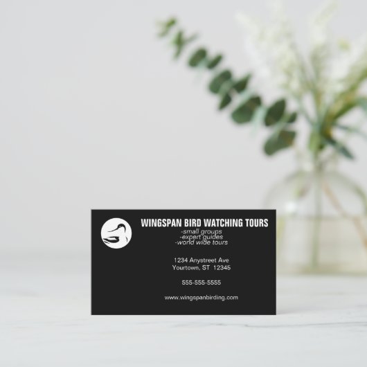 Black and White Bird Watching Wildlife Eco Tourism 名刺 (スタンド正面)