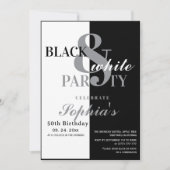  Black and White Birthday Party 招待状 (正面)