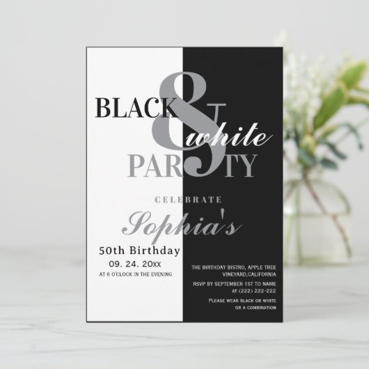 Black and White Birthday Party 招待状 (スタンド正面)