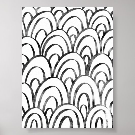 Black and White Boho Abstract Rainbow Wall Art ポスター (正面)