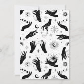Black and white Boho Moon mystical hand birthday 招待状 (裏面)