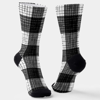 Black and White Bold Checkered Plaid Design  ソックス