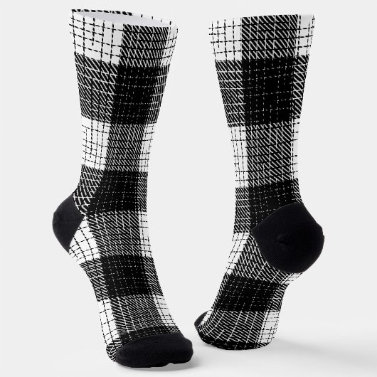 Black and White Bold Checkered Plaid Design  ソックス