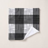 Black and White Bold Checkered Plaid Design バスタオルセット (ウォッシュタオル)