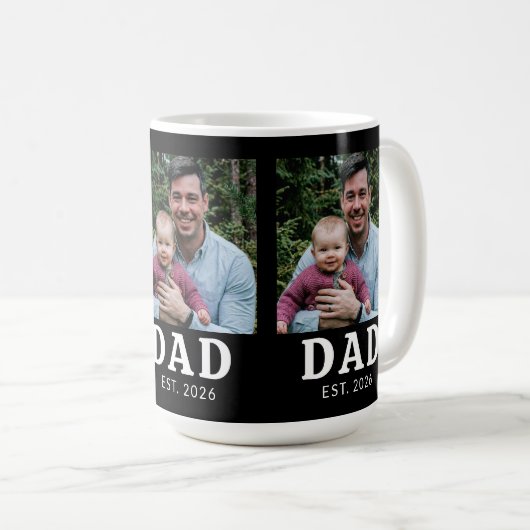Black And White Bold Dad Established コーヒーマグカップ (正面右)