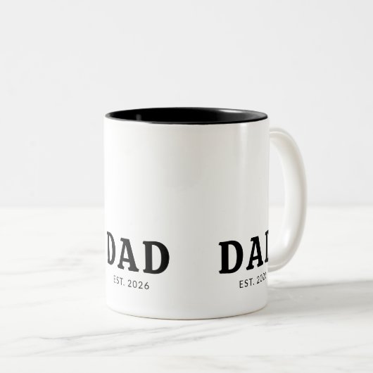 Black And White Bold Dad Established ツートーンマグカップ (正面右)