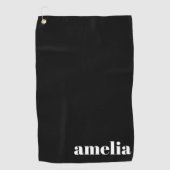 Black and White Bold Typography Personalized Name ゴルフタオル (正面)