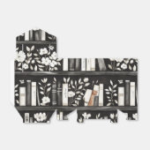 Black and White Books with Flowers on Bookshelf フェイバーボックス (折り畳みなし)