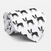 Black And White Boston Terrier Cartoon Dog Pattern ネクタイ (ロール)
