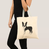Black And White Boston Terrier Dog Illustration トートバッグ (正面(商品))