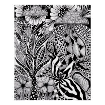 Black and White Botanical Hand-Drawn Art