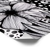 Black and White Botanical Hand-Drawn Art ポスター (コーナー)