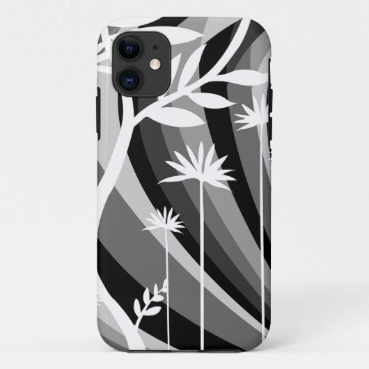 Black and White Botanical Illustration Curved Back Case-Mate iPhoneケース (裏面)