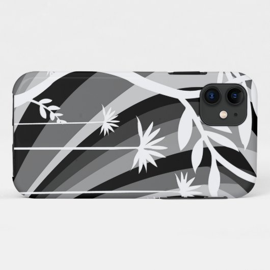 Black and White Botanical Illustration Curved Back Case-Mate iPhoneケース (裏面(横))