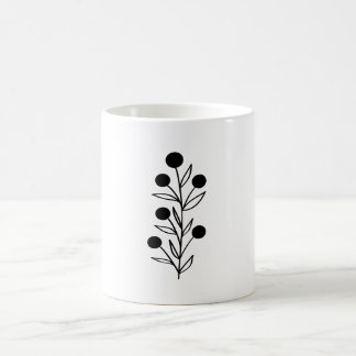 Black and White Botanical Line Art コーヒーマグカップ