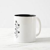 Black and White Botanical Line Art ツートーンマグカップ (正面右)