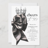 Black and White Bow 30th Birthday Party 招待状 (正面)