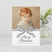 Black and White Bow Flat Christmas Photo Card シーズンカード (スタンド正面)