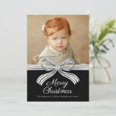 Black and White Bow Flat Christmas Photo Card シーズンカード (スタンド正面)