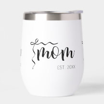 Black and White Bow Script Mom Established Elegant
