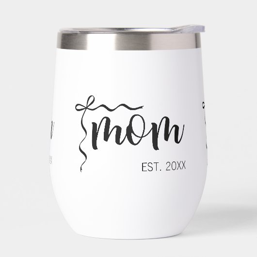 Black and White Bow Script Mom Established Elegant (左面)