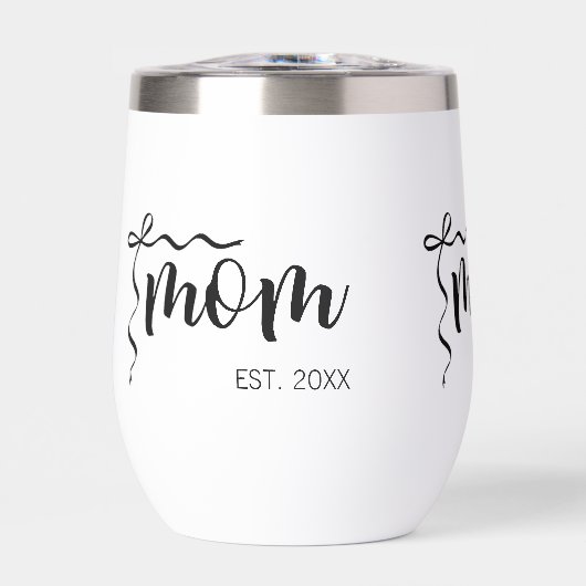 Black and White Bow Script Mom Established Elegant (正面)