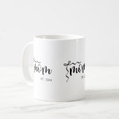 Black and White Bow Script Mom Established Elegant コーヒーマグカップ (正面左)