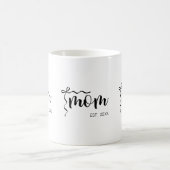 Black and White Bow Script Mom Established Elegant コーヒーマグカップ (中央)