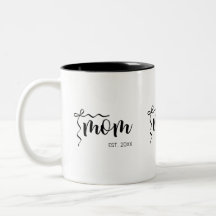 Black and White Bow Script Mom Established Elegant