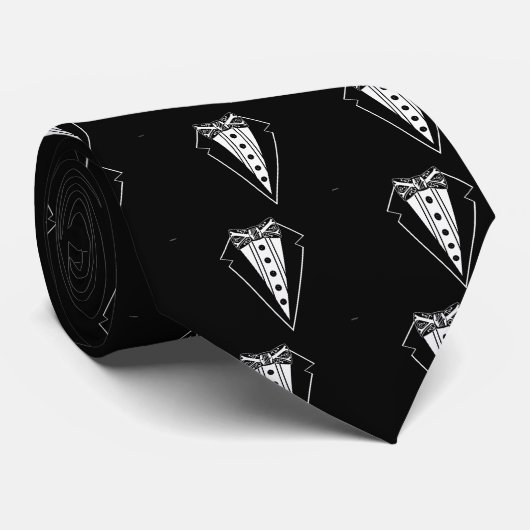 Black and White Bow Tie with Tux ネクタイ (ロール)