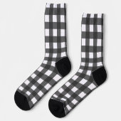 Black and White Buffalo Check Plaid Pattern ソックス (左)