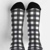 Black and White Buffalo Check Plaid Pattern ソックス (上部)